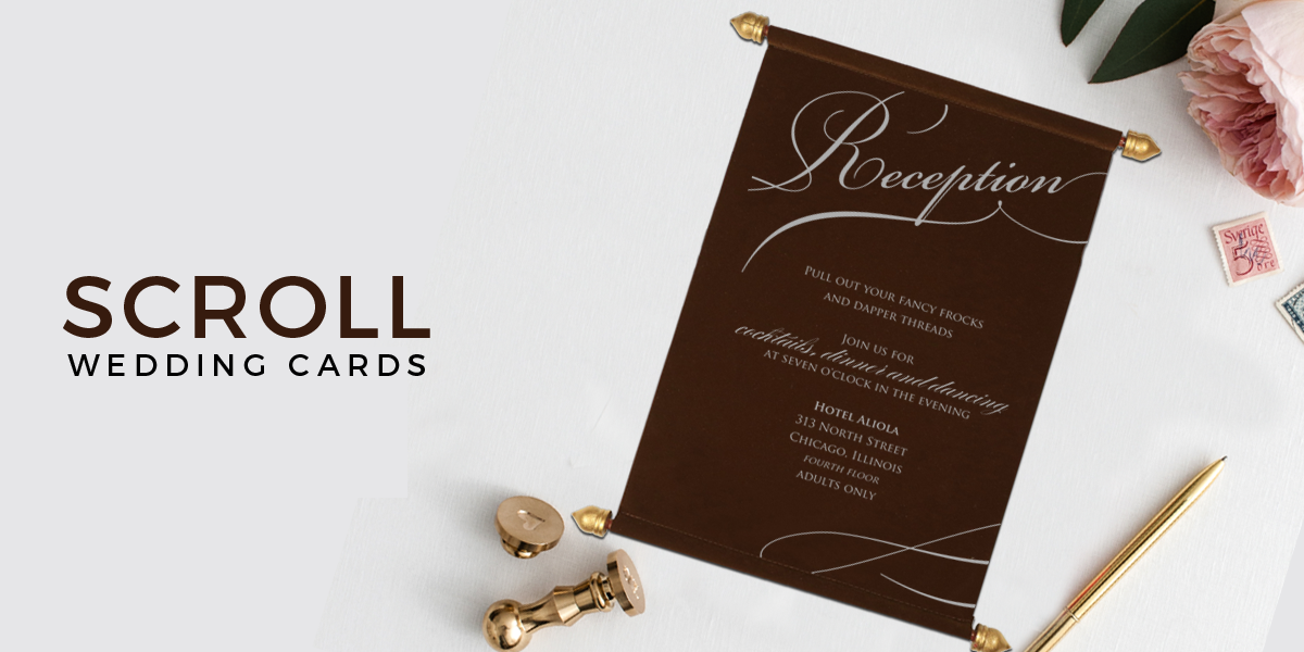 100Pcs Custom Elegant Scroll Wedding Invitations Personalized