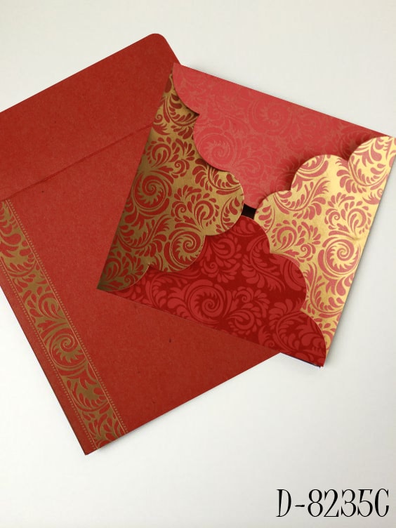 Red Shimmery Floral Theme Wedding Invitations- 123WeddingCards