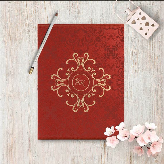 Red Shimmery Screen Printed Wedding Invitations- 123WeddingCards