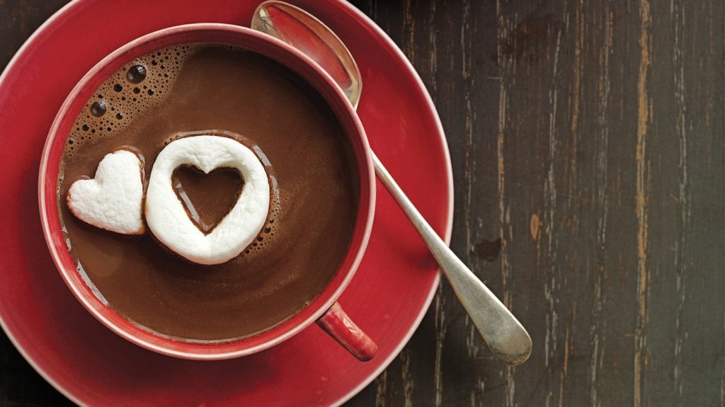 Hot Chocolate with Marshmallow Hearts - 123WeddingCards