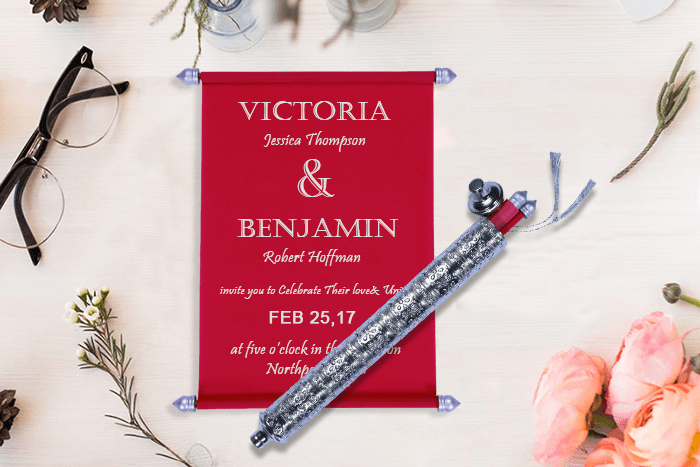 Red Scroll Wedding Invitations - 123WeddingCards