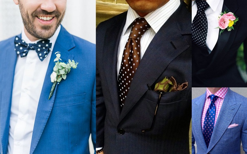 Polka Dot Wedding Suits Idea for Men