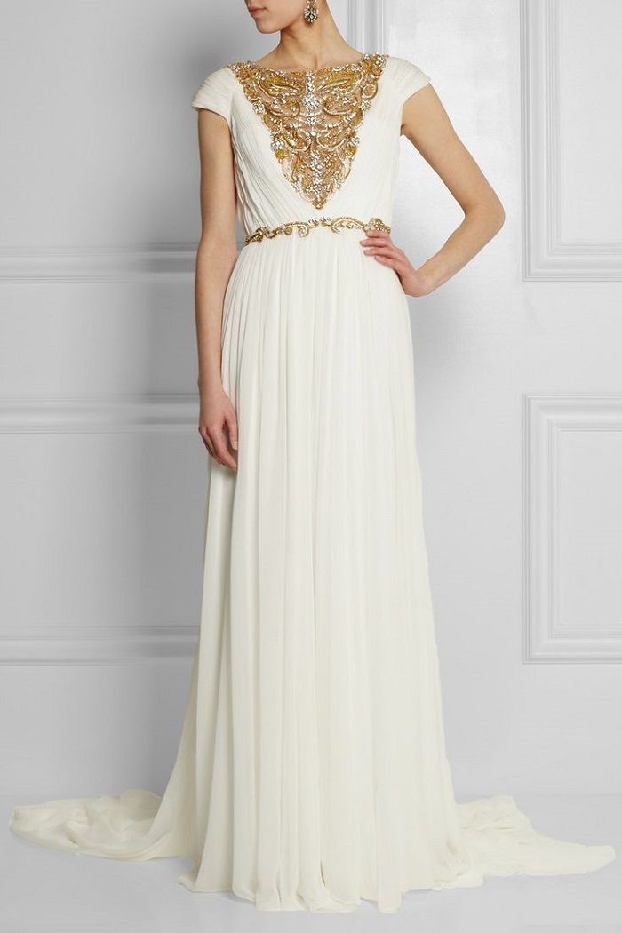 White gown with pretty golden embellishments