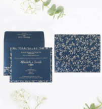 BLUE SHIMMERY SCREEN PRINTED WEDDING INVITATIONS : D-804DD - 123WeddingCards