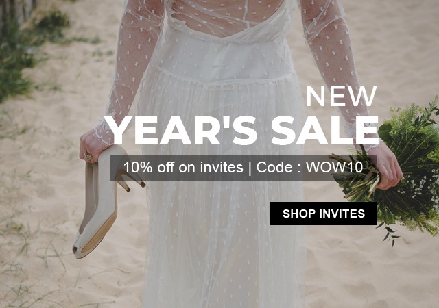 New year sale Flat 10% discount on wedding invitations - 123weddingcards.com