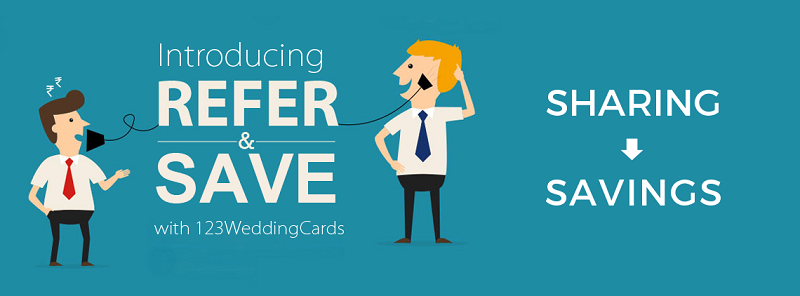 Refer and Save 20% on invitations - 123WeddingCards