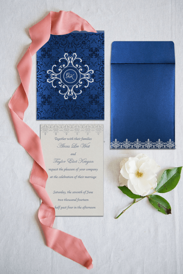 Blue Shimmery Wedding Invitations - IN-8244-K- 123WeddingCards