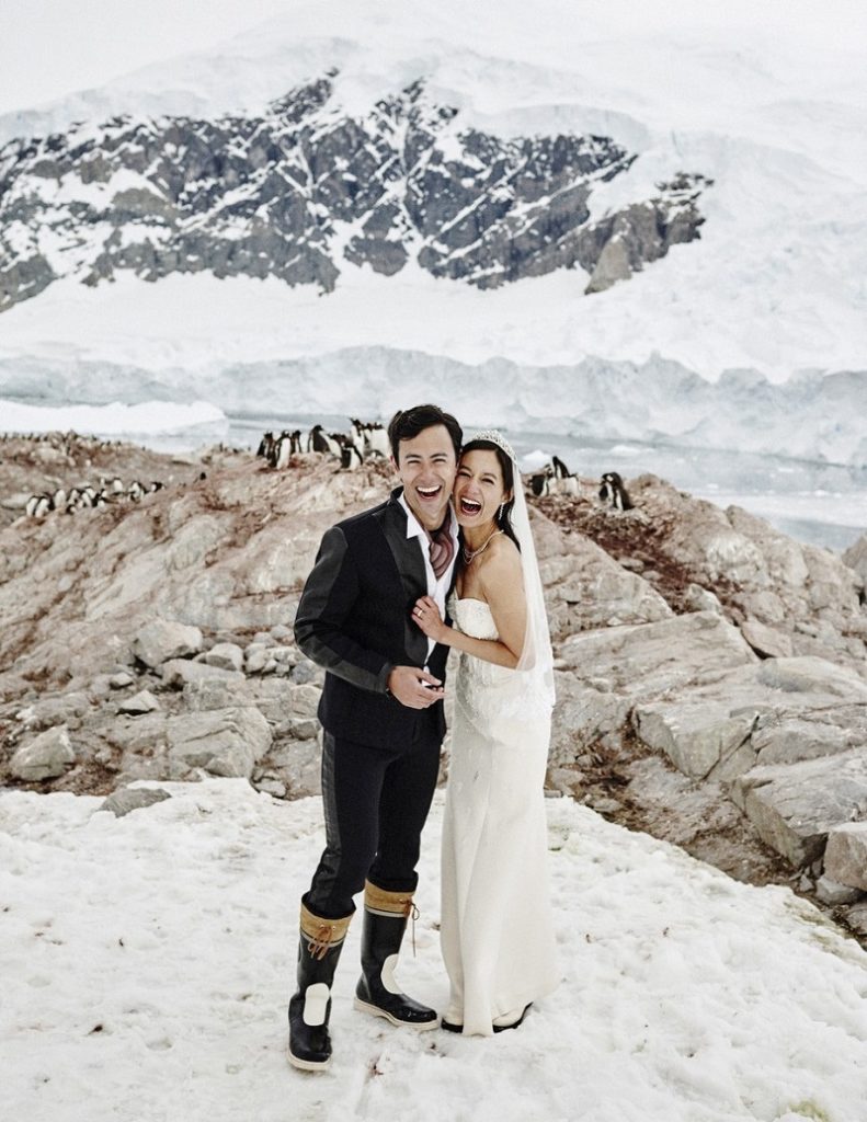 couple marry on Scott Island, Antarctica