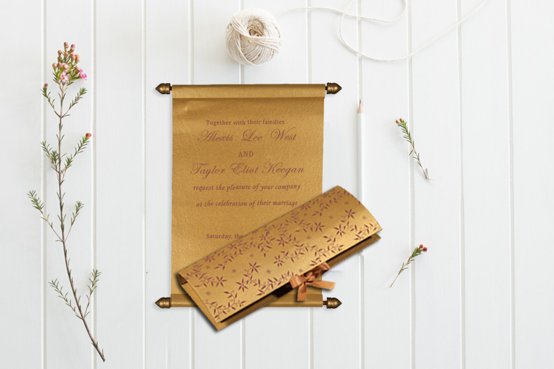 GOLD HANDMADE SHIMMER WEDDING INVITATION SC-5007G from 123WeddingCards