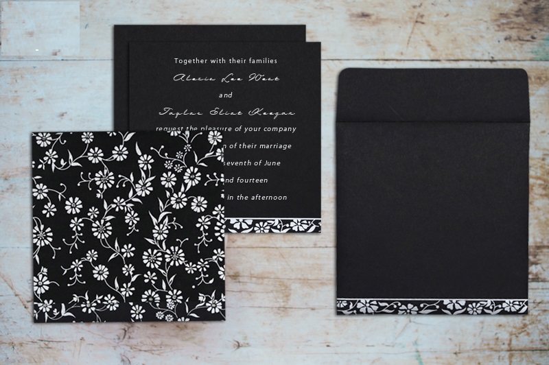 BLACK MATTE FLORAL THEMED Wedding Invitation-123WeddingCards