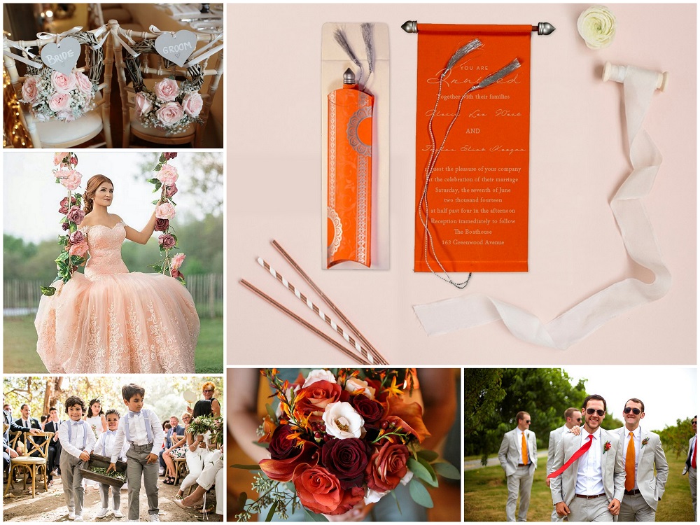 Color Palettes Combinations - 2018 - Rose, Grey, Burgundy, Orange and Peach