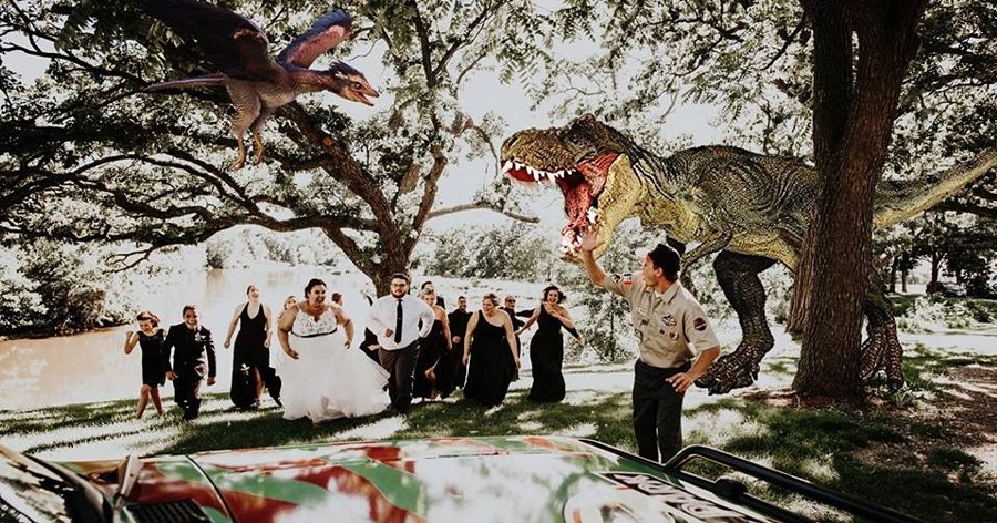 Jurassic park theme weding decor The Landings 1841, in Burlington, Wisconsin