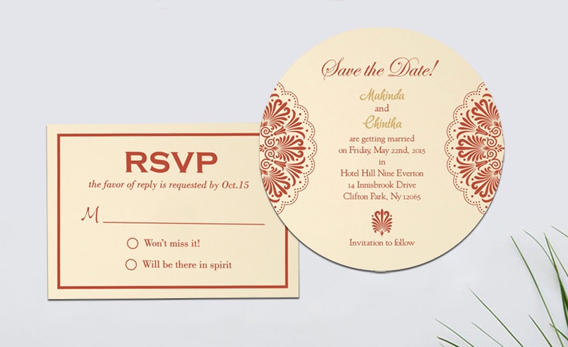 Christmas Theme RSVP And Save The Date Wedding invitation -123WeddingCards