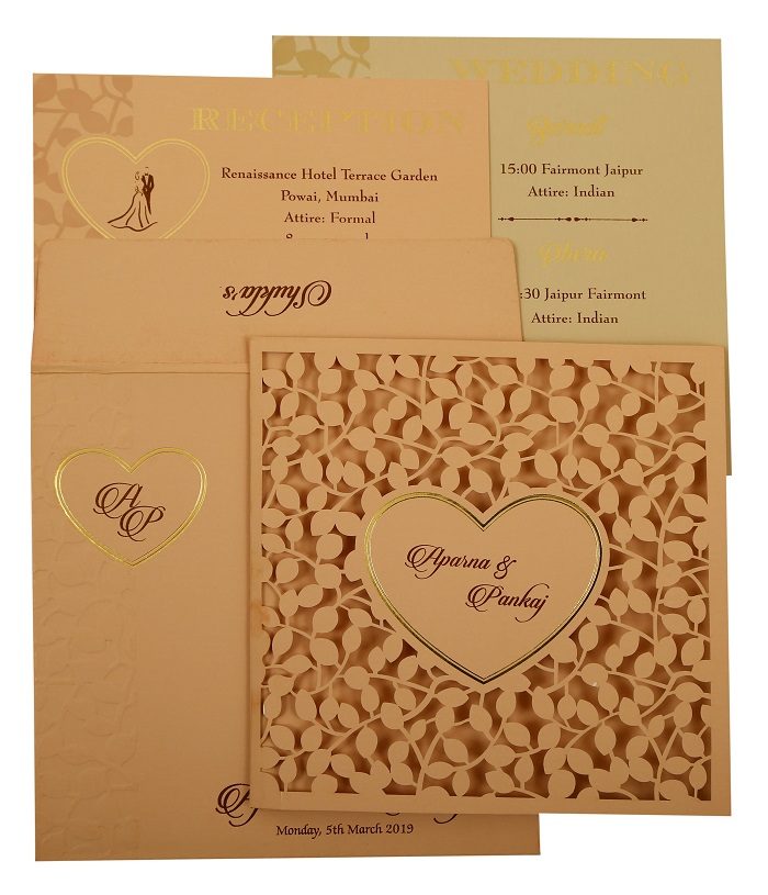 Heart Shape Valentine Theme Wedding Invitation- 123WeddingCards