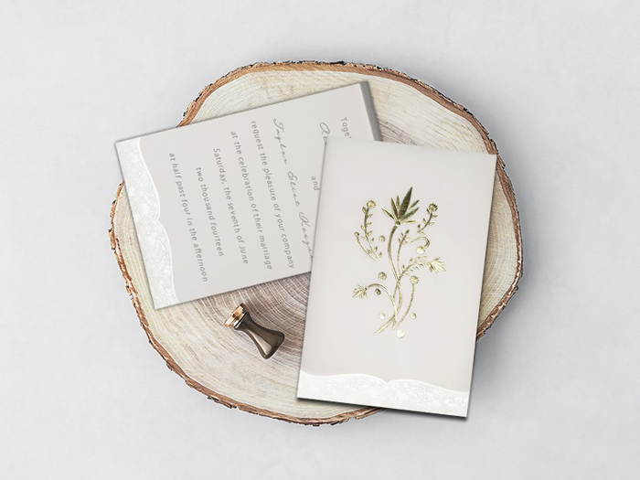 OFF-WHITE FLORAL THEMED - FOIL STAMPED WEDDING CARD D-1495 - 123WeddingCards