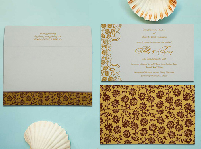 YELLOW MATTE FLORAL THEMED - SCREEN PRINTED WEDDING INVITATION W-810C - 123WeddingCards