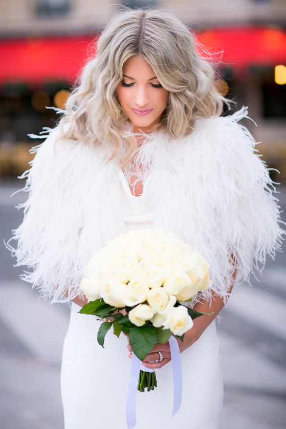 Feather in wedding dress