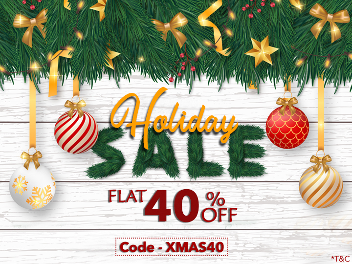 Holiday(Christmas + New Year) Season Sale 2019-2020 by 123WeddingCards Flat 40% Off