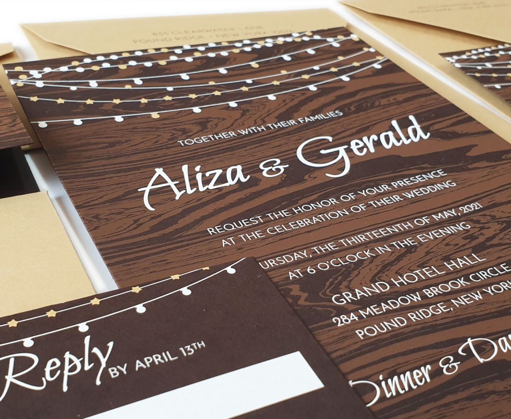 WoodGrain Style Rustic Wedding Invitations