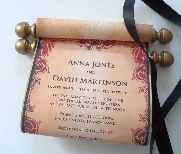 Scroll Invite for Wedding, Traditional Invitations, Elegant Black