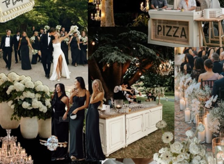 Classic Black & White with Greenery